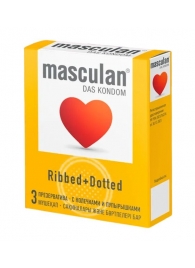 Презервативы с колечками и пупырышками Masculan Ribbed+Dotted - 3 шт. - Masculan - купить с доставкой в Волгодонске