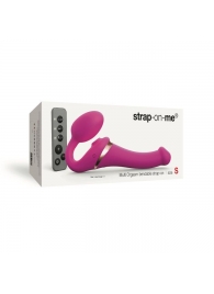 Ярко-розовый безремневой страпон Multi Orgasm Size S с клиторальной стимуляцией - Strap-on-me - купить с доставкой в Волгодонске