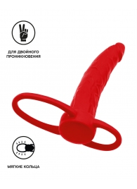 Красная насадка на пенис для двойного проникновения Black Red - 16,5 см. - ToyFa - купить с доставкой в Волгодонске