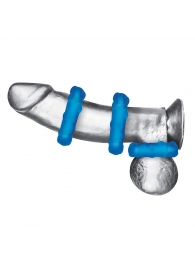 Комплект из трех голубых эрекционных колец 3-Pack Ribbed Rider Cock Ring Set - BlueLine - в Волгодонске купить с доставкой