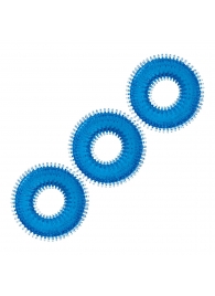 Комплект из трех голубых колец для эрекции 3-Pack Ultra-Stim Stretch Cock Rings - BlueLine - в Волгодонске купить с доставкой
