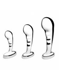 Набор из 3 стальных стимуляторов простаты Stainless Steel P-spot Training Set - b-Vibe - в Волгодонске купить с доставкой