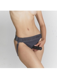 Серые трусики для фиксации насадок Strap-on-me Harness Lingerie Unique - Strap-on-me - купить с доставкой в Волгодонске