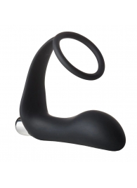 Черное эрекционное кольцо с вибропробкой Vibrating Anal Plug With Cockring - Dream Toys - в Волгодонске купить с доставкой