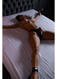 Черный кожаный набор фиксации на кровати Sex Game - БДСМ Арсенал - купить с доставкой в Волгодонске