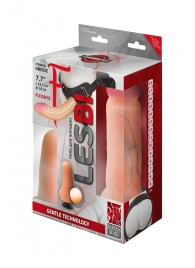 Телесный страпон Harness LESBI с вагинальной пробкой - 16,5 см. - LOVETOY (А-Полимер) - купить с доставкой в Волгодонске