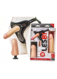 Телесный страпон Harness LESBI с вагинальной пробкой - 16,5 см. - LOVETOY (А-Полимер) - купить с доставкой в Волгодонске