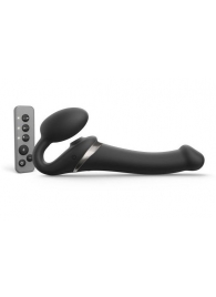 Черный безремневой страпон Multi Orgasm Size M с клиторальной стимуляцией - Strap-on-me - купить с доставкой в Волгодонске