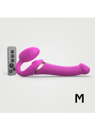 Ярко-розовый безремневой страпон Multi Orgasm Size M с клиторальной стимуляцией - Strap-on-me - купить с доставкой в Волгодонске
