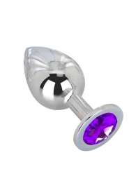 Большой плаг из стали с фиолетовым кристаллом Violet Dream - 9,5 см. - Erotic Fantasy - купить с доставкой в Волгодонске