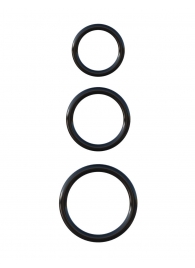 Набор из трех черных эрекционных колец Silicone 3-Ring Stamina Set - Pipedream - в Волгодонске купить с доставкой