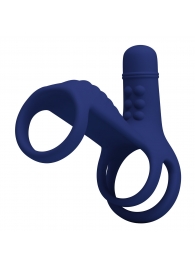 Синяя вибронасадка на пенис Vibrating Penis Sling - Baile - в Волгодонске купить с доставкой