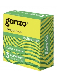 Ультратонкие презервативы Ganzo Ultra thin - 3 шт. - Ganzo - купить с доставкой в Волгодонске