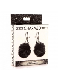 Зажимы для сосков с черным помпонами Pom Pom Nipple Clamps - XR Brands - купить с доставкой в Волгодонске