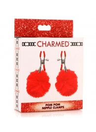 Красные зажимы на соски с помпонами Pom Pom - XR Brands - купить с доставкой в Волгодонске