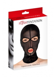 Черная сетчатая маска на голову с отверстиями для глаз и рта - Fetish Tentation - купить с доставкой в Волгодонске