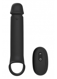 Черная насадка-удлинитель с вибрацией Vibrating Extender With Remote - Dream Toys - в Волгодонске купить с доставкой