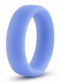 Голубое люминесцентное кольцо Silicone Glo Cock Ring - Blush Novelties - в Волгодонске купить с доставкой