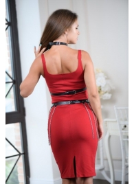 Черно-серебристая портупея-юбка plus size с цепочками - БДСМ Арсенал - купить с доставкой в Волгодонске