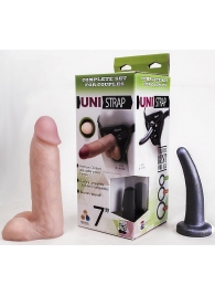 Страпон-унисекс с двумя насадками UNI strap 7  Harness - 19 и 16 см. - LOVETOY (А-Полимер) - купить с доставкой в Волгодонске