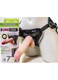 Страпон-унисекс с двумя насадками UNI strap 7  Harness - 19 и 16 см. - LOVETOY (А-Полимер) - купить с доставкой в Волгодонске