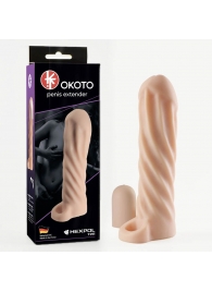 Телесная насадка-удлинитель Okoto со спиралевидным рельефом - 16 см. - Sitabella - в Волгодонске купить с доставкой