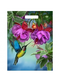 Пакет с принтом в виде колибри в цветах с вырубной ручкой (31х40 см) - Сима-Ленд - купить с доставкой в Волгодонске