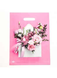 Розовый пакет с цветочным принтом и вырубной ручкой (40х31 см) - Сима-Ленд - купить с доставкой в Волгодонске