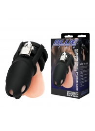 Черная клетка для пениса Silicone Small 2 in Cock Cage With Ball Divider - BlueLine - купить с доставкой в Волгодонске