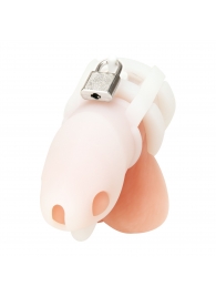 Белая клетка для пениса Silicone Small 2 in Cock Cage With Ball Divider - BlueLine - купить с доставкой в Волгодонске