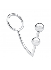 Кольцо на пенис с анальным стимулятором Two Bead Stainless Steel Anal Hook   Cock Ring - BlueLine - в Волгодонске купить с доставкой