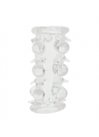Прозрачная насадка на пенис с шипами и бугорками JELLY JOY LUST CLUSTER CLEAR - Dream Toys - в Волгодонске купить с доставкой