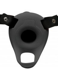 Черный полый страпон с вибрацией 2’’ Erection 28X Smooth Vibrating Silicone Penis Sheath - XR Brands - купить с доставкой в Волгодонске