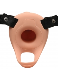 Телесный полый страпон 2  Erection 28X Smooth Vibrating Silicone Penis Sheath - 16 см. - XR Brands - купить с доставкой в Волгодонске