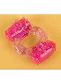 Фиолетовое виброкольцо с двумя вибропульками - Toyfa Basic - в Волгодонске купить с доставкой