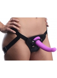 Лиловый поясной страпон Navigator Silicone G-Spot Dildo with Harness - 17,8 см. - XR Brands - купить с доставкой в Волгодонске
