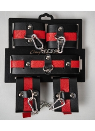 Черно-красный набор фиксаций: наручники, оковы и ошейник - Crazy Handmade - купить с доставкой в Волгодонске