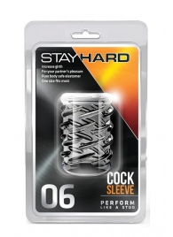 Прозрачная насадка с объёмными чёрточками STAY HARD COCK SLEEVE 06 CLEAR - Blush Novelties - в Волгодонске купить с доставкой