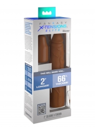 Коричневая насадка на член 2  Silicone X-tension - 20,3 см. - Pipedream - в Волгодонске купить с доставкой