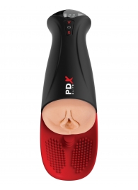 Телесный мастурбатор-вагина в черной колбе с вибрацией Fuck-O-Matic Pro XL - Pipedream - в Волгодонске купить с доставкой