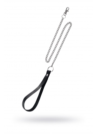 Поводок с ручкой из черной натуральной кожи и карабином для ошейника - Pecado - купить с доставкой в Волгодонске
