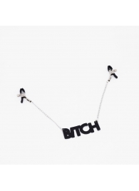 Зажимы на соски с кожаной подвеской Bitch - Crazy Handmade - купить с доставкой в Волгодонске