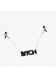 Зажимы на соски с кожаной подвеской Bitch - Crazy Handmade - купить с доставкой в Волгодонске