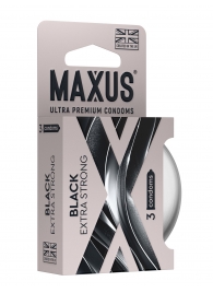 Черные утолщенные презервативы MAXUS Extra Strong с железным кейсом - 3 шт. - Maxus - купить с доставкой в Волгодонске