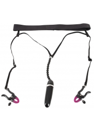 Женские вибростринги с зажимами для половых губ Spreader String with Vibrator - Orion - купить с доставкой в Волгодонске