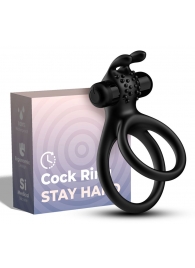 Черное эрекционное виброкольцо с подхватом мошонки Stay Hard - Boys of Toys - в Волгодонске купить с доставкой