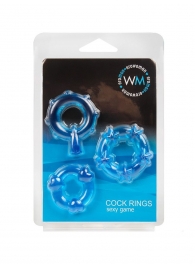 Набор из 3 синих эрекционных колец с различным рельефом - Erowoman-Eroman - в Волгодонске купить с доставкой