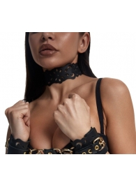 Черный ажурный чокер с золотистой фурнитурой - Crazy Handmade - купить с доставкой в Волгодонске