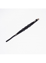 Черный ажурный чокер с золотистой фурнитурой - Crazy Handmade - купить с доставкой в Волгодонске