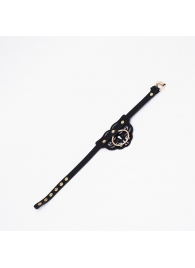 Черный чокер с клепками и золотистой фурнитурой - Crazy Handmade - купить с доставкой в Волгодонске